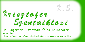 krisztofer szentmiklosi business card